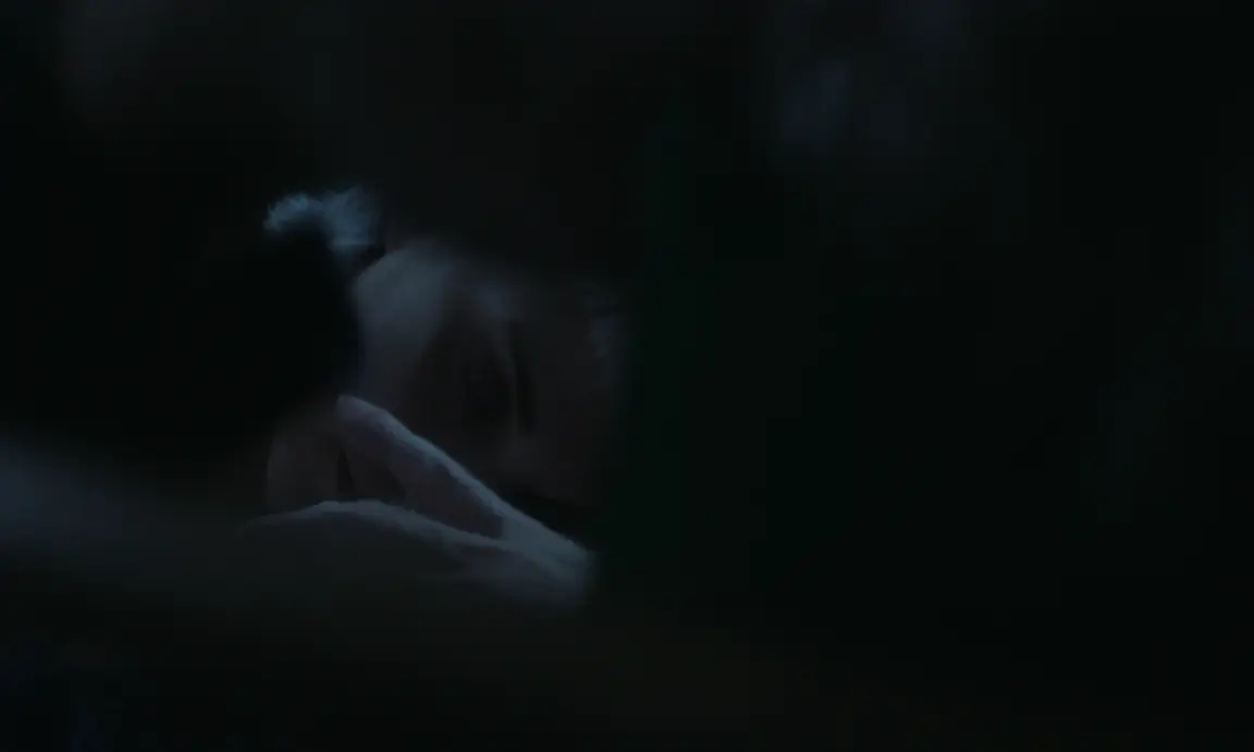 Les Homards Immortels: a woman sleeps with a hand curled beside her face in near darkness